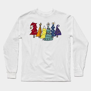 Rainbow Christmas Trees Long Sleeve T-Shirt